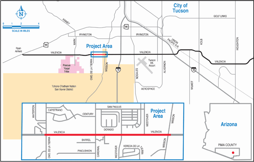 Map of the Valencia Road project area.